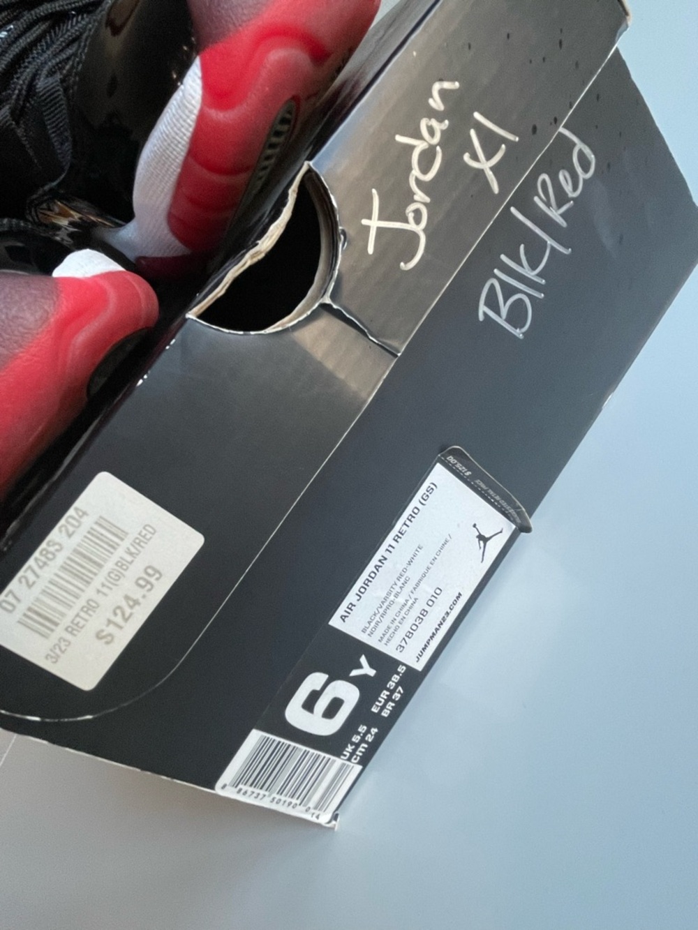 AIR JORDAN 11 RETRO GS "BRED"  | US 6Y, UK5.5, 24cm | 378038-010 - Picture 9 of 11